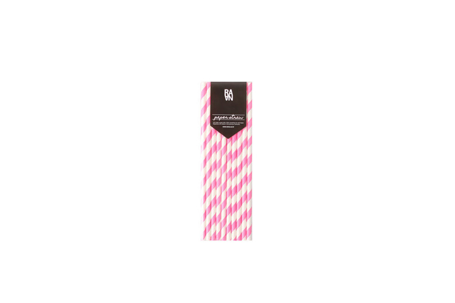 Pink Stripe Paper Straw
