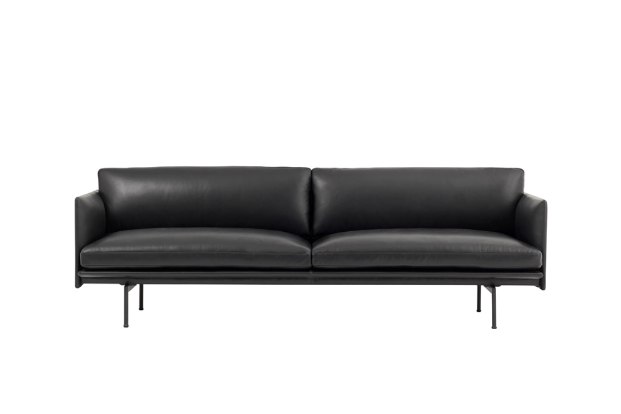 무토 아웃라인 소파 Outline Sofa 3Seater Black Base/Refine Leather Black