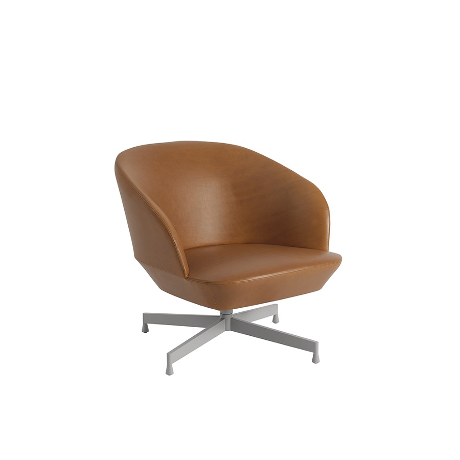 무토 오슬로 라운지 체어 Oslo Lounge Chair Swivel Grey/Refine Leather Cognac