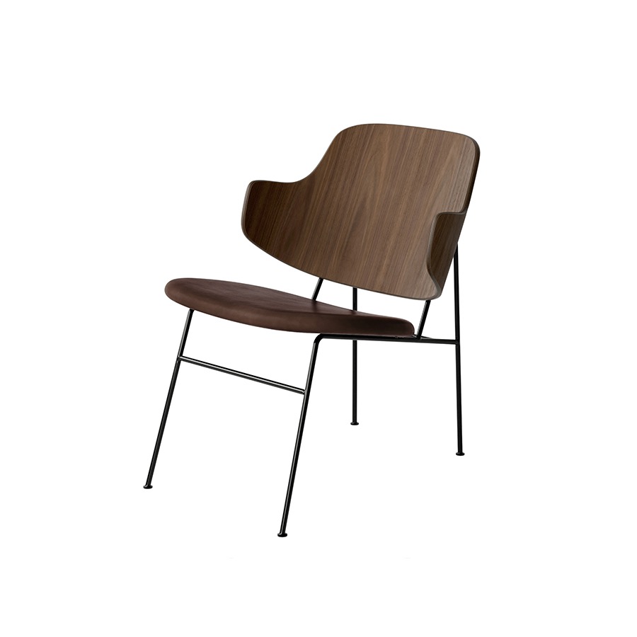 메누 펭귄 라운지 체어 Penguin Lounge Chair, Seat Upholstered Black Steel / Walnut / Dakar 0329