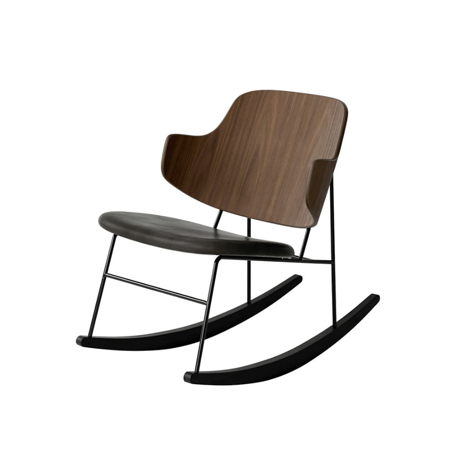 오도 코펜하겐 펭귄 락킹 체어 Penguin Rocking Chair, Seat Upholstered Black/Walnut/Dakar 0842