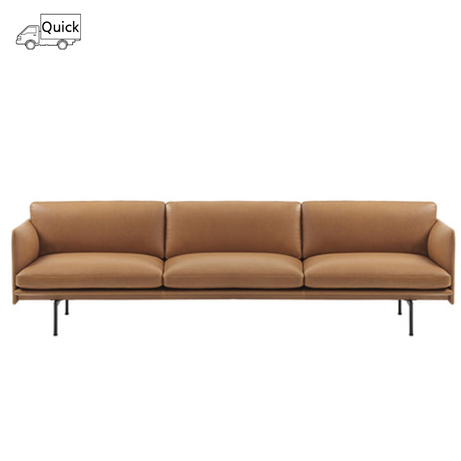 무토 아웃라인 소파 Outline Sofa 3½Seater Refine Leather Cognac
